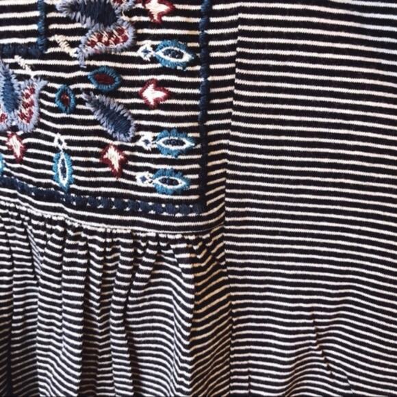 LOFT Striped Embroidered Long Bell Sleeve Top - Picture 4 of 8